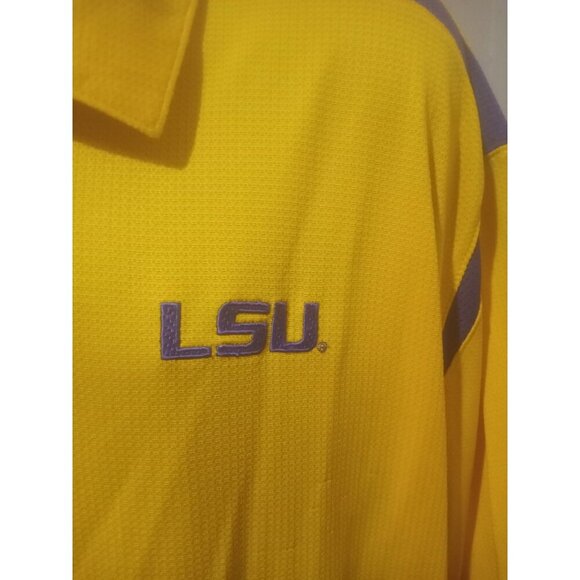 Nike Team LSU Tigers Shirt 3XL Yellow Nike Fit Dry Polo Golf Football Sideline - Picture 3 of 13